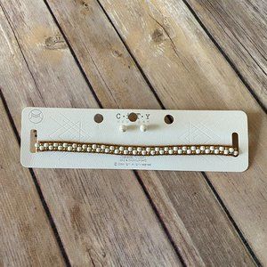 City New York Women's Embroidered Seed Beed Choker Necklace & Earrings Set